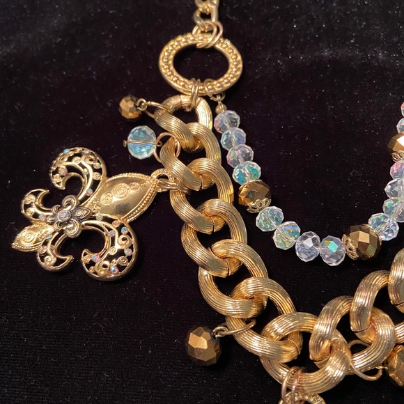 Vintage necklace and earrings Gold tone Set - Picture 4 of 10